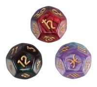 GALPADA Dés Astrologiques Design Cosmique Unique Set de 3 à 12 Faces en Résine Signes Zodiaque et pour Jeux de Table et Tarot