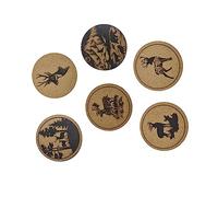 GALPADA Dessous De Verre en Bois 10 Cm Motif Cerf Forêt, Dessous De Plat Rond en Liège Isolant, Lot De 6 Pièces, pour Tasse à Café, Décor De Table Nature, Présent pour Maison Et Restaurant