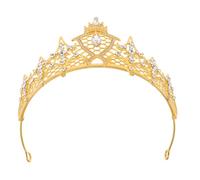 GALPADA Diadème Élégant en Alliage Or Cristaux Brillants, Couronne Légère et Confortable pour Mariée Adulte Lors de Concours de Beauté et Anniversaires