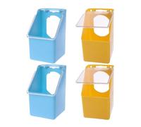 GALPADA Distributeur de Nourriture Facilite Le Nettoyage pour Cage à Oiseaux 4 Pièces en PP, Mangeoire Suspendue Multifonctionnelle Couvercle pour Perruches et Volière