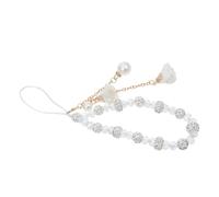 GALPADA Dragonne Courte en Cristal Fleur, Porte-clés Anti-perte pour Téléphone, Sangle de Poignet, Blanc, pour Paquet et Clés