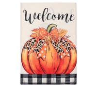 GALPADA Drapeau de Jardin Automnal en Lin Double Face Motif Potiron et Nœud, Décoration Extérieure Unique pour Cour et Fête des Récoltes