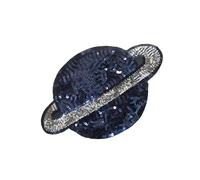 GALPADA Écusson Brodé Planète Perles et Sequins Bleu Marine pour Vêtements Femme et Garçon et Filles, Accessoire Décoratif pour Blouse et Artisanat de Couture