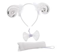 GALPADA Ensemble Costume Mouton 3 Pièces Serrage-Tête Oreilles et Queue Accessoire Cosplay pour Garçon et Déguisement Fête Tête Décorative