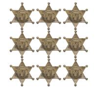 GALPADA Ensemble de 10 Badges en Plastique Étoile Hexagonale Dorée, Accessoires Costume Cowboy Homme pour Fête à Thème Western, Photobooth et Déguisement Halloween, Décoration Cowboy