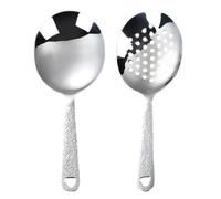 GALPADA Ensemble de 2 cuillères de cuisine en acier inoxydable, cuillères de service en métal plein et ajouré, louche à soupe robuste, ustensiles de cuisine pour fêtes//buffet/traiteur