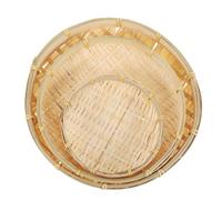 GALPADA Ensemble de 3 Paniers en Bambou Tressé Naturel pour Tamisage Riz, Panier de Rangement Pratique, Résistant et Non Déformable, Cuisine