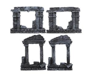 GALPADA Ensemble de 4 Décorations Aquarium en Résine, Colonnes Romaines Petites Tailles, Décor Paysager Micro-Paysage, Ornement Artificiel pour Abri Poissons, Décorations Micro-paysages