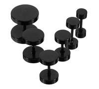 GALPADA Ensemble de 6 Boucles D'oreilles Homme Femme en Acier Titane Noir Forme Haltère Style Punk Hip Hop Rock Adaptées Port Quotidien