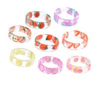 GALPADA Ensemble de 8 Bagues pour Fille en Résine Motifs Fruits Créatifs, Bagues Pratiques et Estivales au Design Original pour Femmes