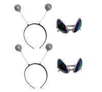 GALPADA Ensemble de Serrage-têtes Alien et Lunettes Cosplay Argentés, Accessoires de Fête pour Adultes, Bandeaux Légers et Colorés, Décorations Cheveux Amusantes pour Soirées et Festivals