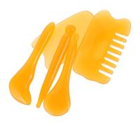 GALPADA Ensemble D'outils Faciaux et Peigne Gua Sha en Résine Naturelle Orange 4 Pièces Portable Stylo Acupression, Grattoir Visage, Bâton Musculaire pour Massage Visage et Cou