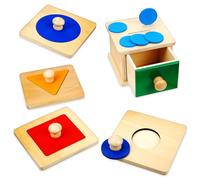 GALPADA Ensemble Éducatif de Puzzles Géométriques en Bois avec Boîte à Pièces - 1 Set de Blocs de Tri Colorés pour Tout-Petits Jouets Montessori en Bois Massif Sécurisés Développement