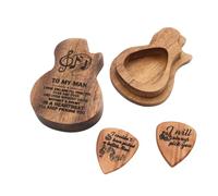 GALPADA Ensemble Médiator et Étui en Bois Massif Marron de Guitare, Léger et Facile à Transporter, Bassistes et Joueurs D’ukulélé
