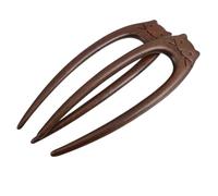 GALPADA Épingles à Cheveux Style Chinois Lot de 2 en Bois de Santal Forme U Visage de Chat Bois Poli Artisanale, Accessoires Vintage pour Mariages et Soirées
