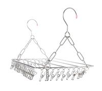 GALPADA Étagère Suspendue en Acier Inoxydable 36 Pinces Robustes, Séchoir à Linge Anti-Vent pour Balcon, pour Moufles et Soutiens-Gorge en Toutes Saisons