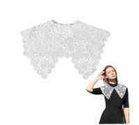 GALPADA Faux col châle rétro pour femme en dentelle ajourée Blanc, blanc, 40 x 40 cm