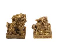 GALPADA Figurine Feng Shui en Laiton Pi Yao à Deux Cornes pour Décoration de Table, Artisanat Artistique, Attire Énergie Positive et Harmonie Lors D'occasions Festives