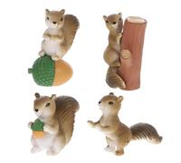 GALPADA Figurines D'ÉCureuils Miniatures 4 PièCes en RéSine pour DéCoration Jardin Paysager Animaux forêT Micro-Statues RéAlistes Et ColoréEs