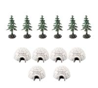 GALPADA Figurines Miniatures D’Igloos en Résine avec 6 Sapins de Noël Artificiels Décorations Hivernales Éducatives pour Garçon et Filles Kit Créatif de Maison de Glace Miniature pour