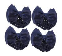 GALPADA Filets à Cheveux Pour Chignons Nœud 4 Pièces Taille Unique Bleu Pour Femmes Infirmières Serveuses D'hôtel Usage Professionnel Pince à Cheveux En Filet Décoratif