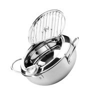 GALPADA Friteuse Électrique Compatible Induction avec Thermomètre Casserole Légère pour Friture à Basse Température Ustensile de Cuisine Multifonction pour Maison