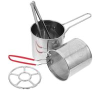 GALPADA Friteuse en Acier Inoxydable avec Panier à Friture et Pince, Marmite Profonde Design Gain de Place, pour Cuisson Maison au Gaz, Mini Friteuse Argenté