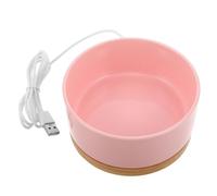 GALPADA Gamelle Chauffante Électrique USB Taille S Rose Extérieur Hiver pour Chats et Chiots Bol en Céramique Chauffant et Distributeur d'eau Antigel