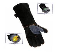 GALPADA Gants de Protection Cuir Bovin Double Couche Isolants Thermiques Brûlure pour Soudure Barbecue Four et Jardinage