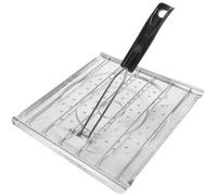 GALPADA Grille de Barbecue en Tôle Perforée sans Revêtement, Poignée Plastique Résistante la Chaleur, Support Pliable Polyvalent pour Camping, Cuisson Extérieure et Réchaud à Gaz, Panier