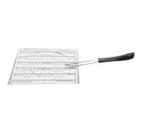 GALPADA Grille en Acier Inoxydable avec Poignée Pliante, Surface Non Revêtue et Répartition Homogène Chaleur, pour Camping Cuisine Extérieure