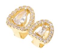 GALPADA Grills Dentaires Hip-Hop Creux en Métal Doré Zircons Scintillants Fausses Dents Amovibles pour Adultes Accessoire Cosplay et Fête Halloween Bijou et Décoratif