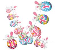 GALPADA Guirlande de Pâques Suspendue en Papier Résistant Réutilisable, Bannière Décorative « Joyeuses Pâques » Fanions Tourbillonnants pour Intérieur Maison, Bureau, Fête de Printemps