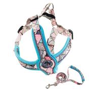 GALPADA Harnais pour Chien Réfléchissant Ajustable avec Laisse Anti-Fugue Gilet Respirant pour Petits et Moyens Chiens Bleu Laisse XS