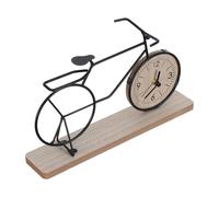 GALPADA Horloge de Bureau Décorative en Bois et Fer de Vélo Noir, Style Vintage et Rustique, Fonction D’Horloge Précise, pour Salon ou Espace de Travail