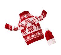 GALPADA Housse Décorative pour Bouteille de Vin en Tricot Rouge Motif Cerf, Accessoire de Noël Festif, Taille Unique, pour Décoration de Table et Présents de Fête