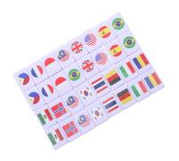 GALPADA Jeu de Mahjong à 2 Joueurs 64 Tuiles en Motif Drapeaux Internationaux Jeu de Société Compact et Portable et Stratégie Familial Voyage et Soirée