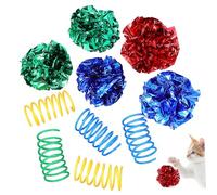 GALPADA Jouets Interactifs pour Chats 10pcs Ensemble avec Balles Froissées Colorées Et Jouets à Ressort en Spirale, Plastique Léger, Taille Moyenne, pour Jeux D'intérieur, Chatons Et Chats Adultes