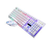 GALPADA Kit Clavier et Souris Filaires USB Éclairage Lumineux, Design Anti-conflit, 104 Touches, Plastique Blanc, pour Gaming la Maison Bureau