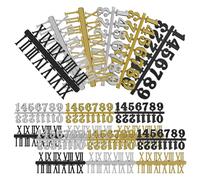 GALPADA Kit de Chiffres d'Horloge 18 Pièces Chiffres Arabes et Romains Noirs, Or et Argenté 2,3 CM pour Bricolage et Décoration de Bureau