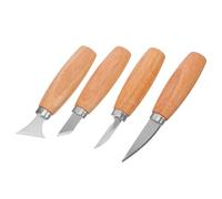 GALPADA Kit Pratique de Sculpture Bois et Manches en Bois Ergonomiques 4pcs avec Lames en Acier Inoxydable pour Travaux de Précision et Loisirs à Domicile
