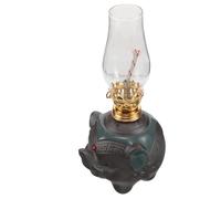 GALPADA Lampe à Huile Vintage en Céramique Éléphant Flamme Réglable et Mèche Manuelle, Éclairage D'intérieur Décoratif pour Ambiance Zen et Présent Élégant