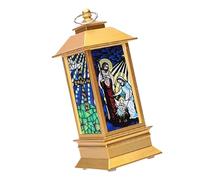 GALPADA Lanterne Décorative LED Lampe de Noël Motif Religieux Dorée Lampe D’Église Rétro sans Pile Suspendre pour Ambiance Festive Intérieur et Extérieure