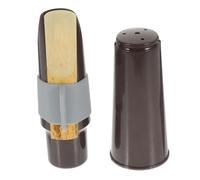 GALPADA Ligature en Cuir pour Saxophone Alto Marron Capuchon en Silicone et Bois, Accessoire Pratique pour Débutants et Passionnés,