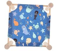 GALPADA Lit de Camp pour Hamster Hamac Respirant Amovible Motif Océan M Cadre Bois Petite Taille pour Cages Hamster Cochons D’Inde Hérissons Lapins Petits Animaux