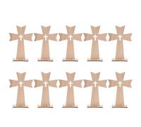 GALPADA Lot de 10 croix de table en bois : décoration de croix chrétienne debout - Fournitures de décoration d'église - Petit crucifix en bois vierge pour table et armoire