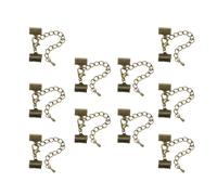 GALPADA Lot de 10 Embouts de Cordon Plaqués Bronze Chaîne en Fer 5 CM et Fermoir Mousqueton 12 MM Fermoirs à Sertir Texturés pour Création de Bijoux DIY Adaptés pour Rubans Bracelets