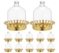 GALPADA Lot de 12 Boîtes à Dragées Transparentes Rondes en Plastique avec Base Dorée Couvercles de Dôme pour Mariage et Fêtes Boîtes à Bonbons Réutilisables et Décoratives