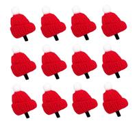 GALPADA Lot de 12 Pinces à Cheveux Chapeau de Noël Rouge Pompon Blanc Décorations Légères pour Table à Thé au Lait Accessoires Festifs pour Décoration de Fête et Célébrations Hivernales