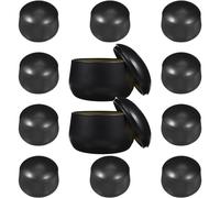 GALPADA Lot de 12 Pots à Bougies Vides en Fer-Blanc Noir 8oz, Boîtes de Conserve Couvercles pour Fabrication de Bougies DIY, Contenants Métalliques Légers et Solide, Décoration Intérieure